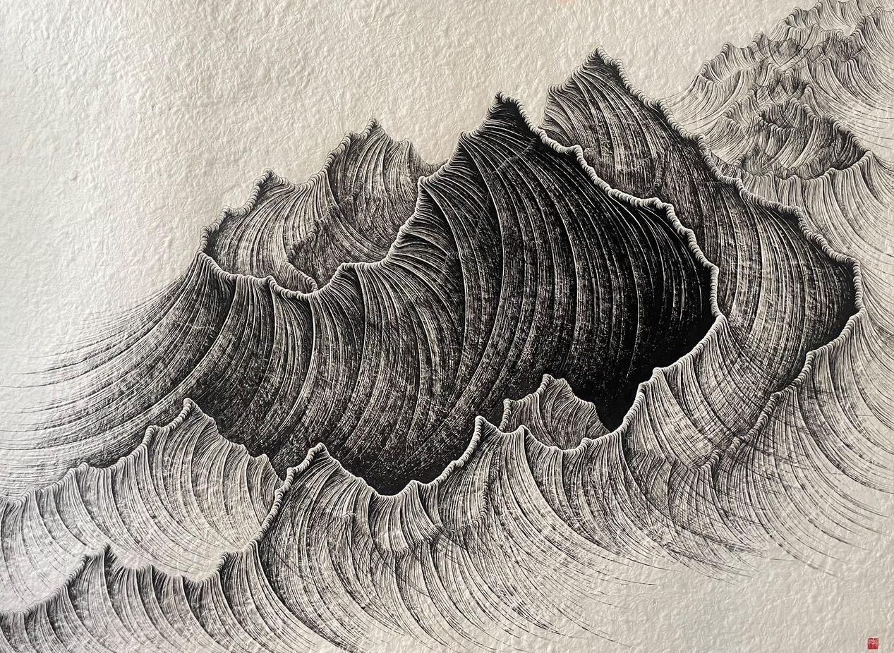 Lee Hyun Joung, Insolite, 2026, Ink, pigment on handmade Korean mulberry paper by artist, 130 x 98 cm