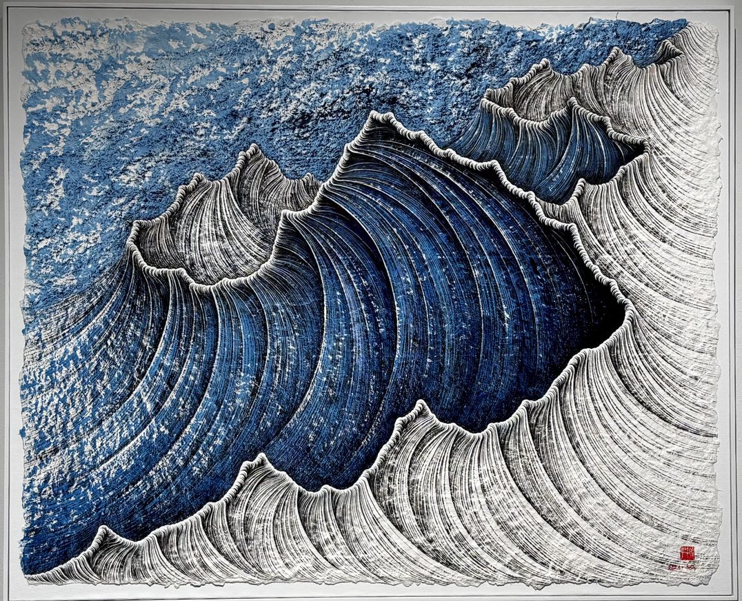 Contemplation, 2026, Ink, pigment on handmade Korean mulberry paper, 64 x 78 cm